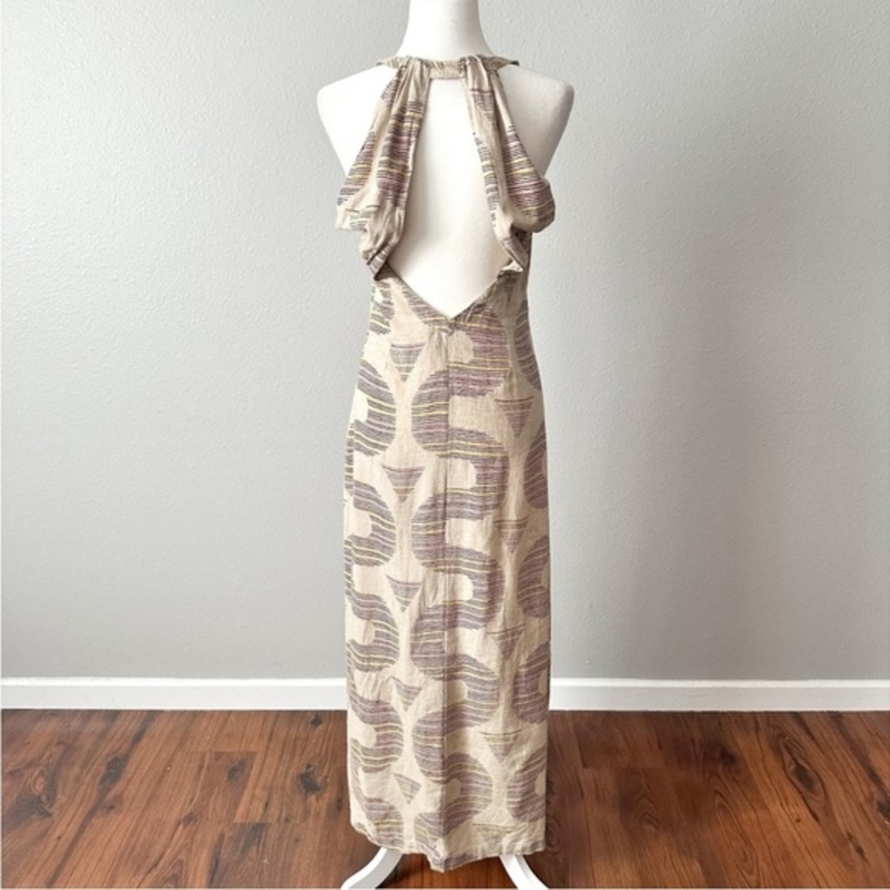 Anthropologie x Celandine NWT Retro Halter Button Front w/Slit Maxi Dress | XS - Picture 5 of 12